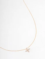 Gold Plated Sterling Silver Marquise Flower Cubic Zirconia Necklace