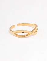 Gold Plated Sterling Silver Cross Over Ring