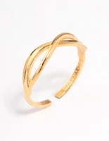 Gold Plated Sterling Silver Cross Over Ring