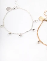 Mixed Metal Diamante Droplet Bracelet Pack