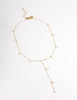 Waterproof Gold Plated Stainless Steel Pearl Y-Necklace