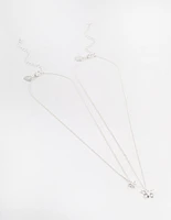 Silver Plated Cubic Zirconia Link Butterfly Necklace Pack