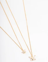 Gold Plated Cubic Zirconia Link Butterfly Necklace Pack