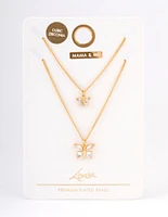 Gold Plated Cubic Zirconia Link Butterfly Necklace Pack