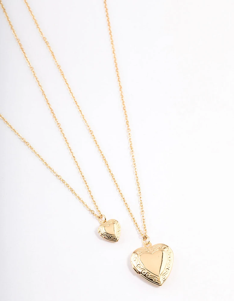 Gold Plated Heart Locket Necklace Pack