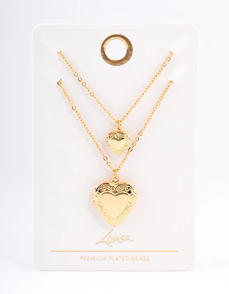 Gold Plated Heart Locket Necklace Pack