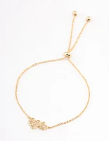 Gold Plated Double Hearts Toggle Bracelet