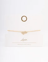 Gold Plated Double Hearts Toggle Bracelet