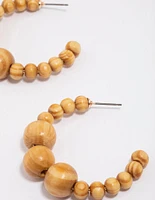 Wood Multi Ball Hoop Earrings