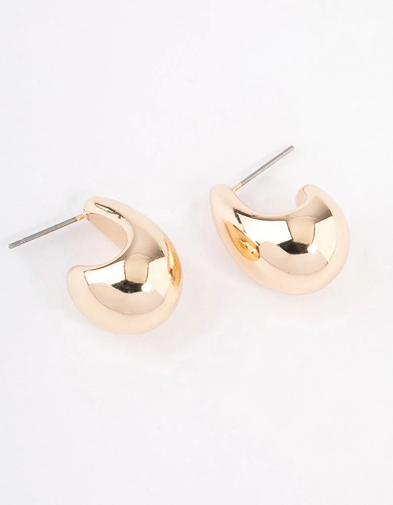 Gold Pear Huggie Hoop Earrings