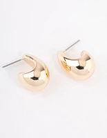 Gold Pear Huggie Hoop Earrings