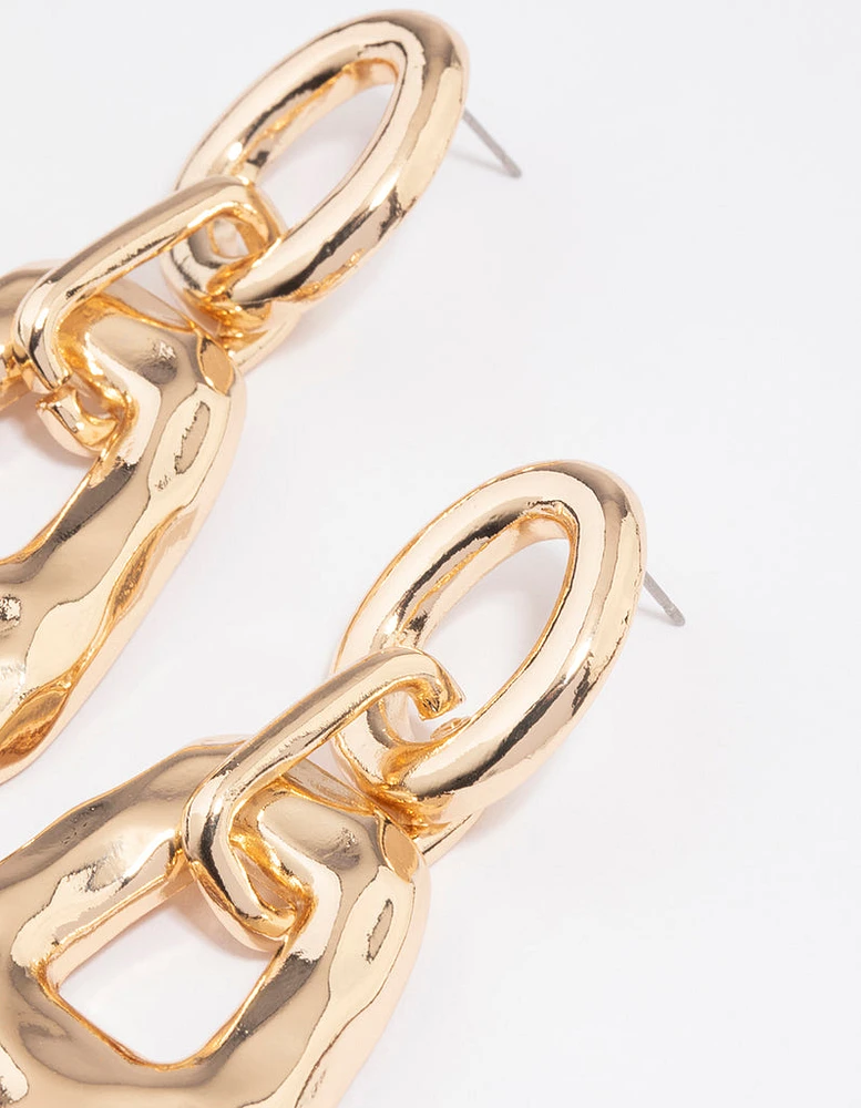 Gold Rectangle Link Earrings