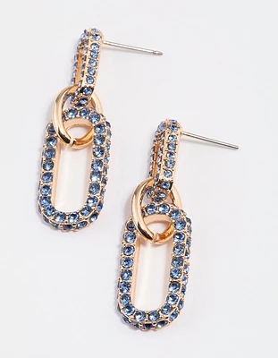 Gold Crystal Link Drop Earrings