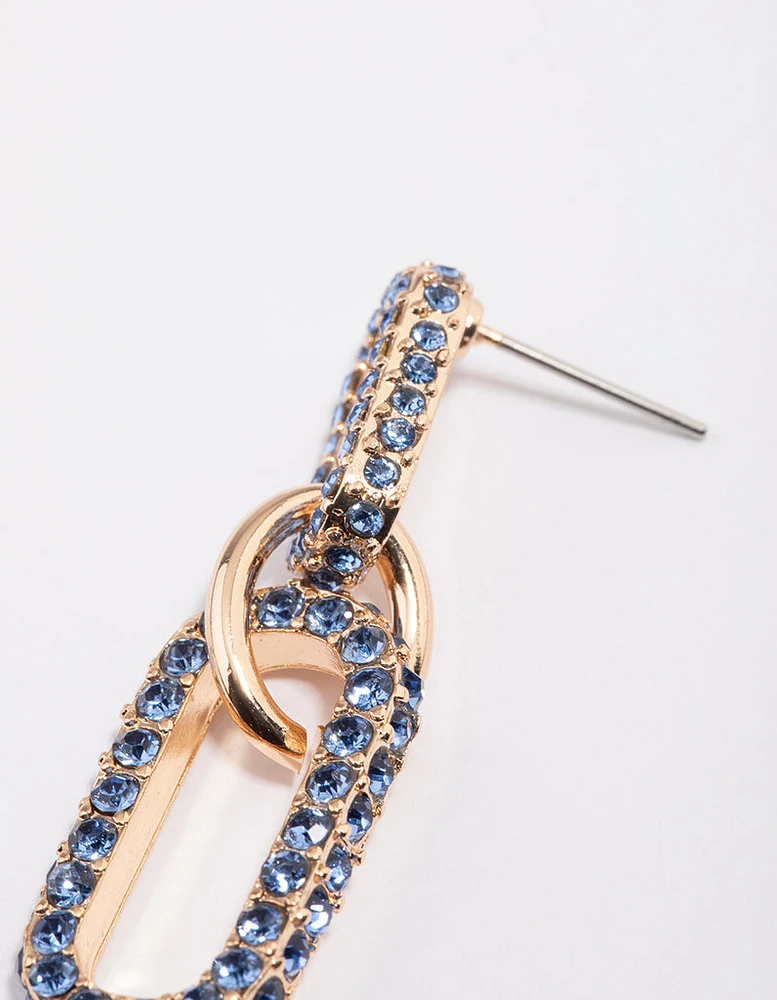 Gold Crystal Link Drop Earrings