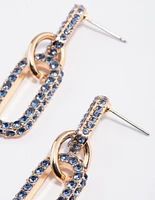 Gold Crystal Link Drop Earrings