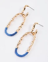 Gold Textured Oval Wrapped Earrings