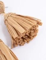 Gold Fringe Raffia Drop Earrings