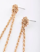 Gold Rope Knotted Drop Earrings