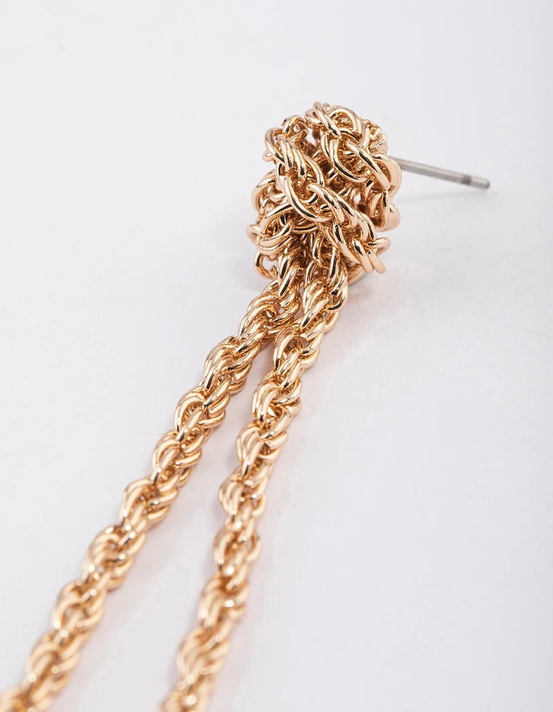 Gold Rope Knotted Drop Earrings