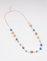 Gold Mixed Beaded Long Necklace