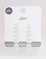 Silver Plated Cubic Zirconia Baguette Vine Drop Earrings