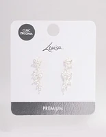 Silver Plated Cubic Zirconia Marquise Cluster Drop Earrings