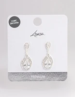 Silver Plated Cubic Zirconia Marquise Drop Earrings