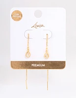 Gold Plated Thread Through Cubic Zirconia Earrings