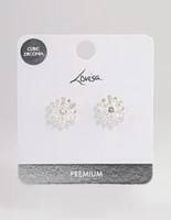 Silver Plated Cubic Zirconia Flower Stud Earrings