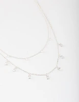 Silver Plated Dainty Cubic Zirconia Drop Necklace