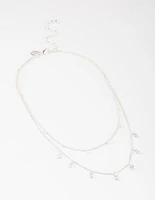 Silver Plated Dainty Cubic Zirconia Drop Necklace