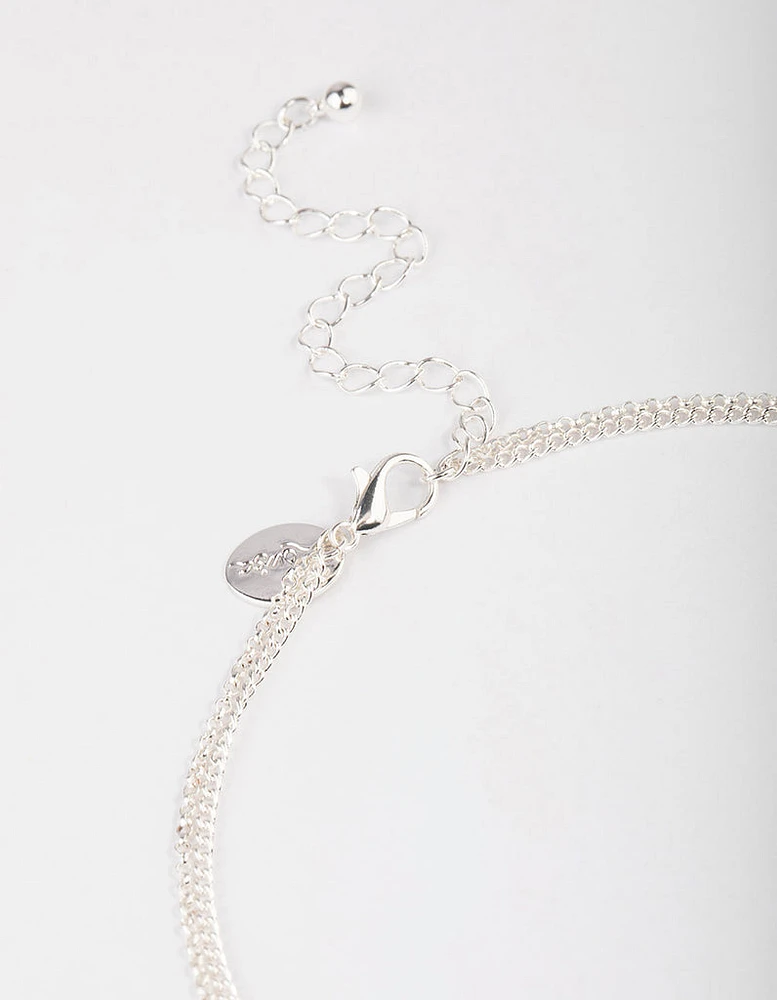 Silver Plated Dainty Cubic Zirconia Drop Necklace