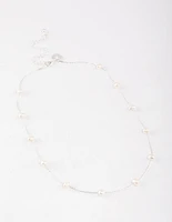 Silver Plated Freshwater Pearl Dotted Fine Necklace