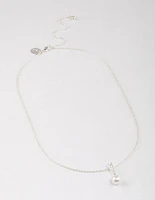 Silver Plated Cubic Zirconia Freshwater Pearl Pendant Necklace