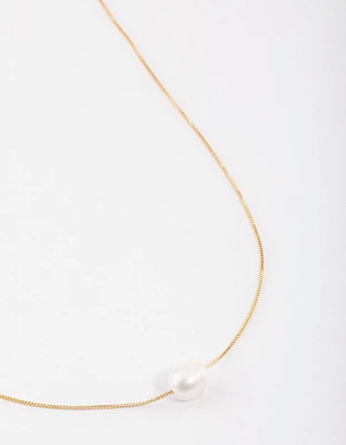 Gold Plated Freshwater Pearl Pendant Necklace