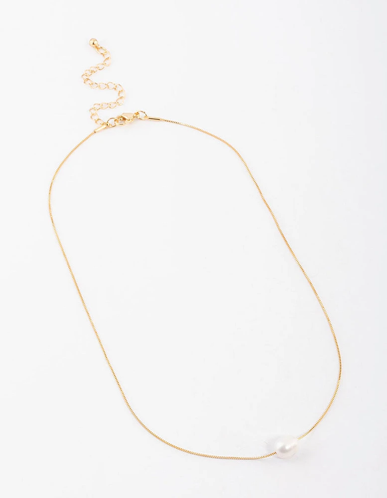 Gold Plated Freshwater Pearl Pendant Necklace