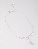 Silver Plated Halo Cubic Zirconia Y-Necklace