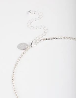 Silver Plated Micro Cubic Zirconia Cupchain Tennis Necklace
