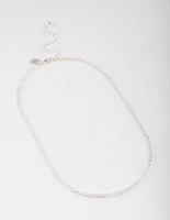 Silver Plated Fine Cubic Zirconia Cupchain Tennis Necklace