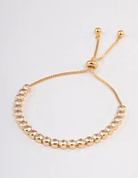 Gold Plated Round Cubic Zirconia Toggle Tennis Bracelet