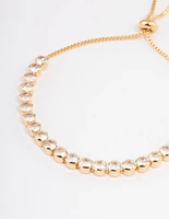 Gold Plated Round Cubic Zirconia Toggle Tennis Bracelet