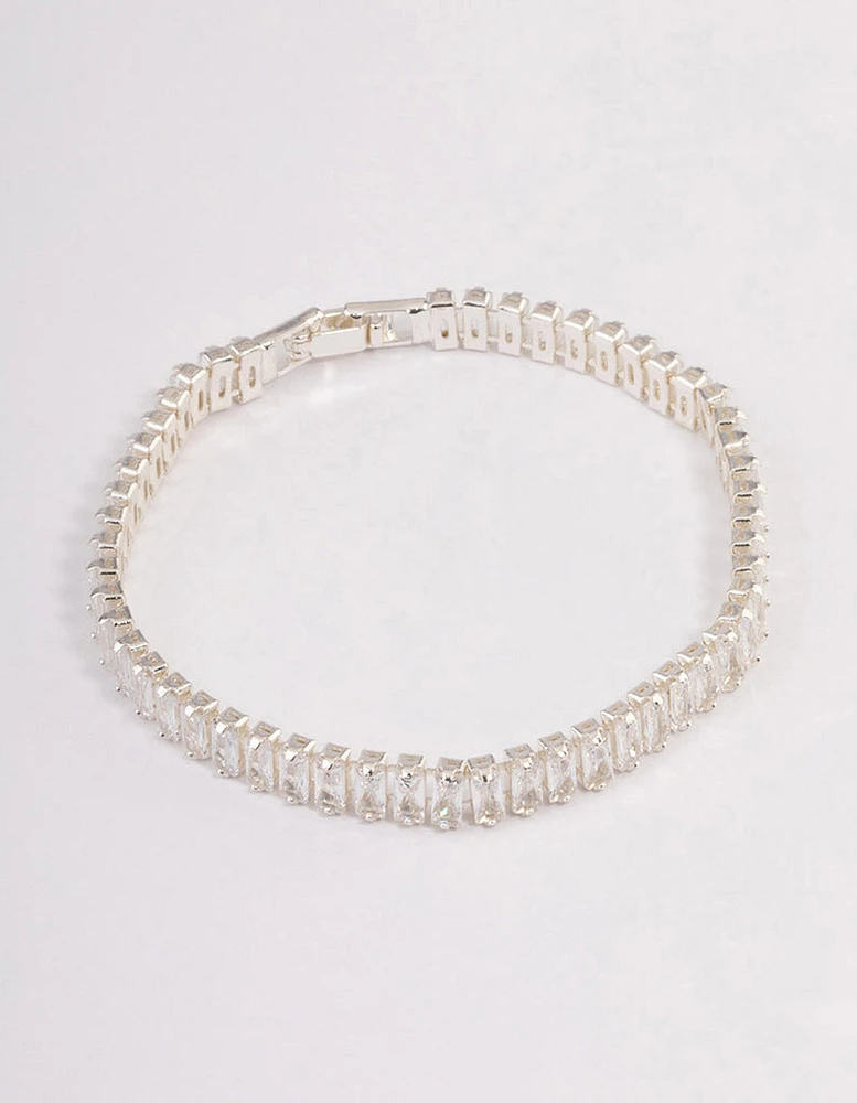 Silver Plated Baguette Tennis Bracelet