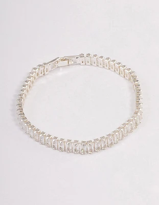 Silver Plated Baguette Tennis Bracelet