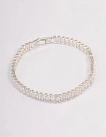 Silver Plated Baguette Tennis Bracelet