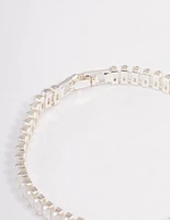 Silver Plated Baguette Tennis Bracelet