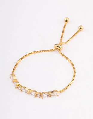 Gold Plated Cubic Zirconia Regal Toggle Bracelet