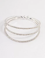 Silver Plated Trio Row Cuff Bangle