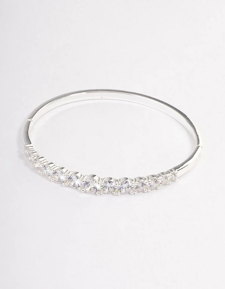 Silver Plated Gradual Cubic Zirconia Bangle