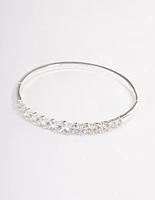 Silver Plated Gradual Cubic Zirconia Bangle