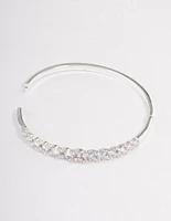 Silver Plated Gradual Cubic Zirconia Cuff Bangle